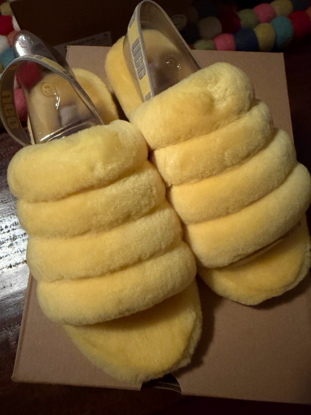 UGG Fluff Yeah Slide size 6 big kid LEMON yellow NWT (UK 5, EU 38)